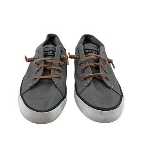 Sperry Gray Canvas Pier View Lace Up Sneakers Size 7.5 Women's